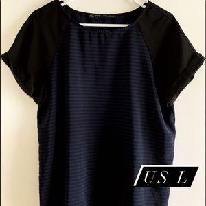 Navy and black blouse